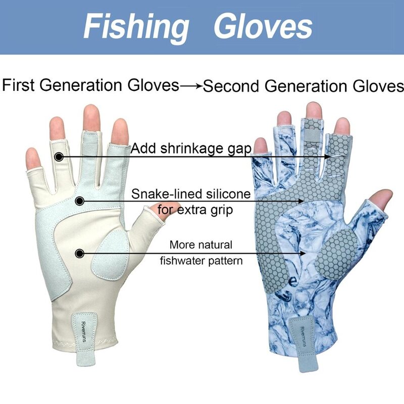 Riverruns Fingerlose Angeln Handschuhe sind entworfen für Männer und Frauen Angeln, Bootfahren, Kajakfahren, Wandern, Laufen, radfahren
