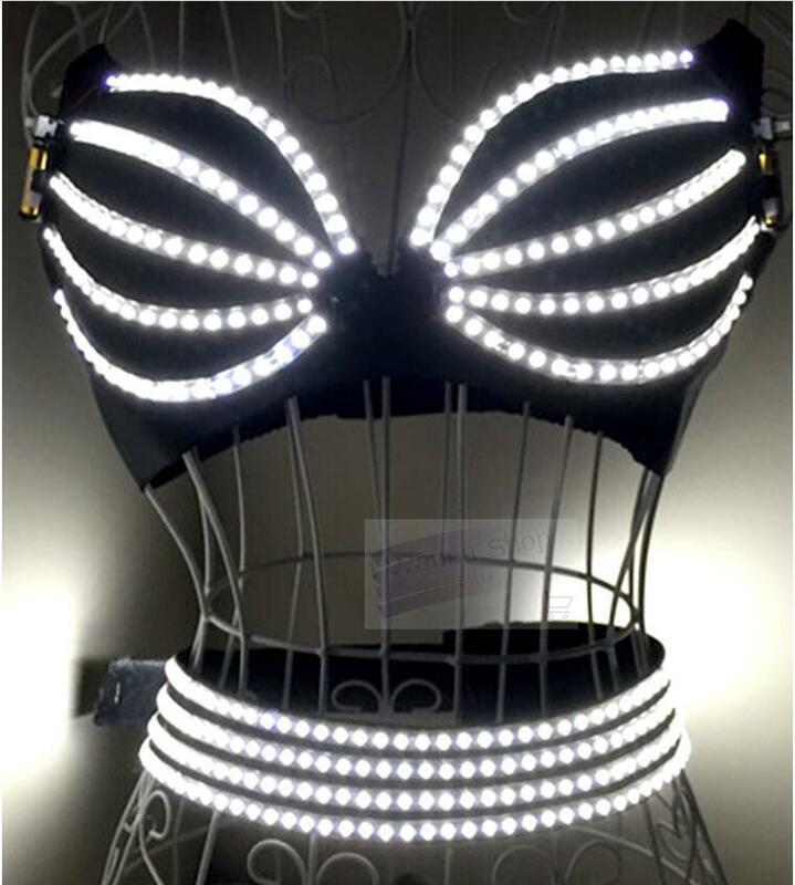 Vêtements à LED pour Performance sur Scène, Soutien-Gorge, Pantalon, Lunettes, Accessoires de brev, Costume de Carnaval