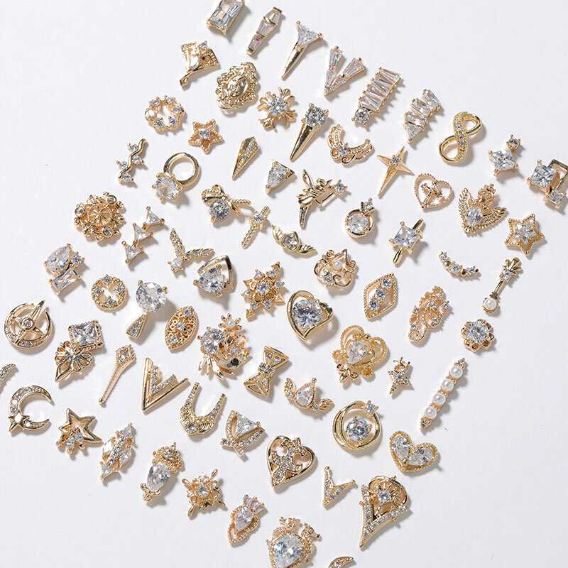 9pieces 3D metal Zircon diamond Nail art decorations zircon rhinestones nail art jewelry alloy zircon tassel pendant nail acces