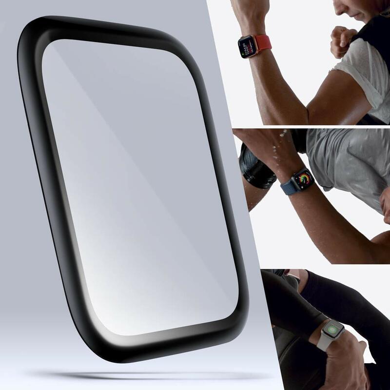 Película protetora para smartwatch, 3d, curva, hd, vidro temperado, para apple watch series 1/2 38mm/42mm, filme de proteção iwatch 3 2 1, 40mm/44mm, contato total