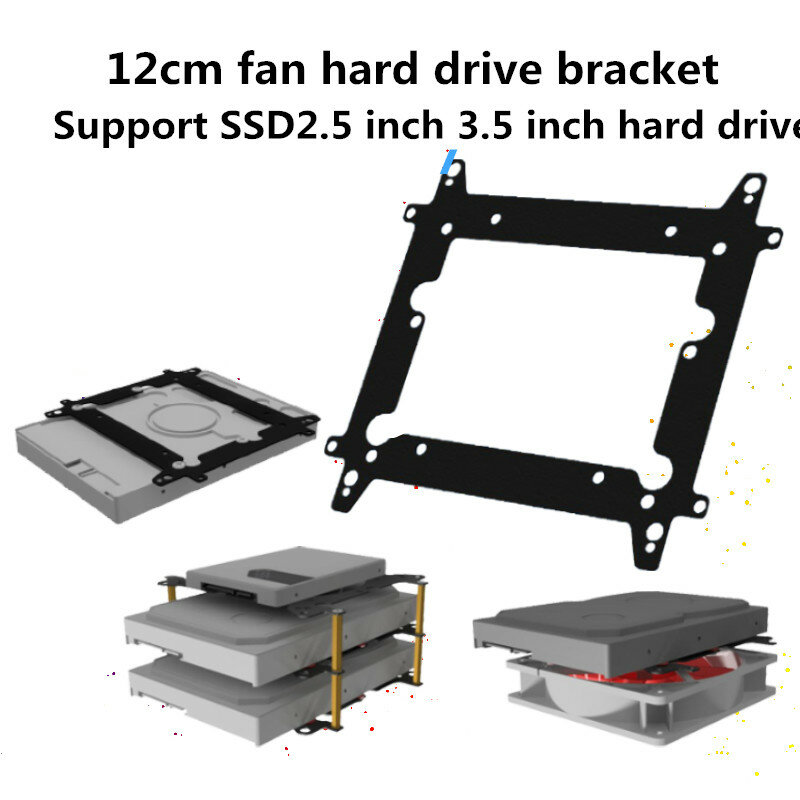 12cm lüfter festplatte halterung SSD 2,5 zoll 3,5 zoll festplatte halterung extended multi-schicht stapeln halterung