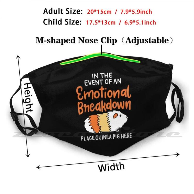 Mascarilla de conejillo de indias con filtro Pm2.5, máscara con frase "en caso de avería emocional", lavable, DIY, regalo divertido