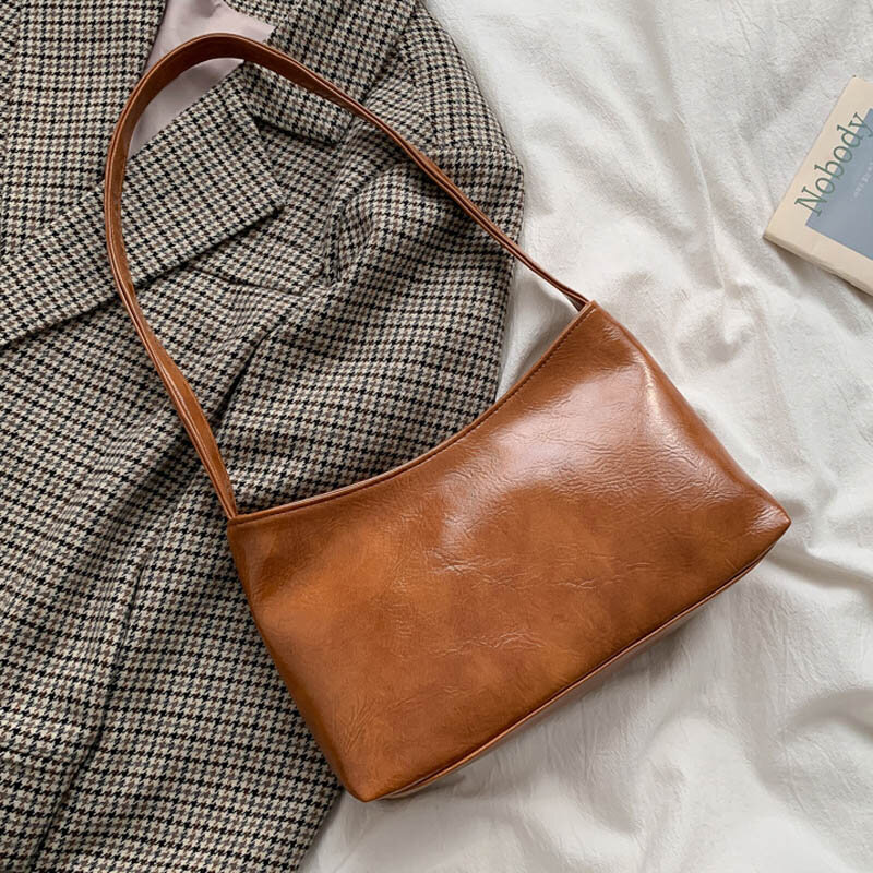 Bolso de mano Retro para mujer, bolsa de hombro de cuero PU, de marca de diseñador, para ir de compras, para axila, de viaje, para teléfono