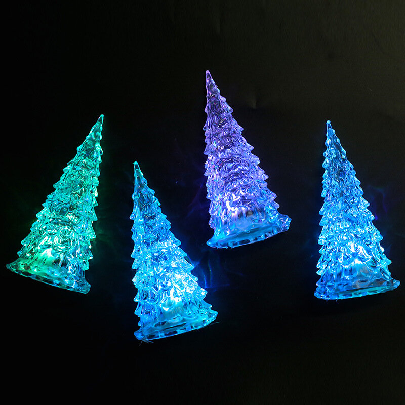 Colorful Acrylic LED  Christmas Tree Night Light Holiday Party Decoration 2022 New Year Children Desktop  Christmas Tree