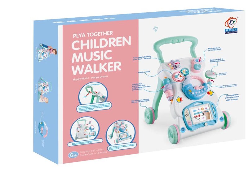 Kedatangan Baru 2021 0-3 Tahun Anak-anak Pvc NewBaby Walker Kereta Dorong Musik Walker Kecepatan Disesuaikan Rollover Pencegahan Mainan Kereta Dorong Bayi
