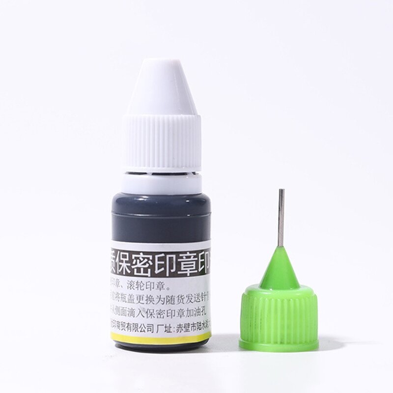 New Premium 10 ml Black for Protection Stamp Refill Ink Needle Tip Design Easy to Use for Most Identity Theft for Protection