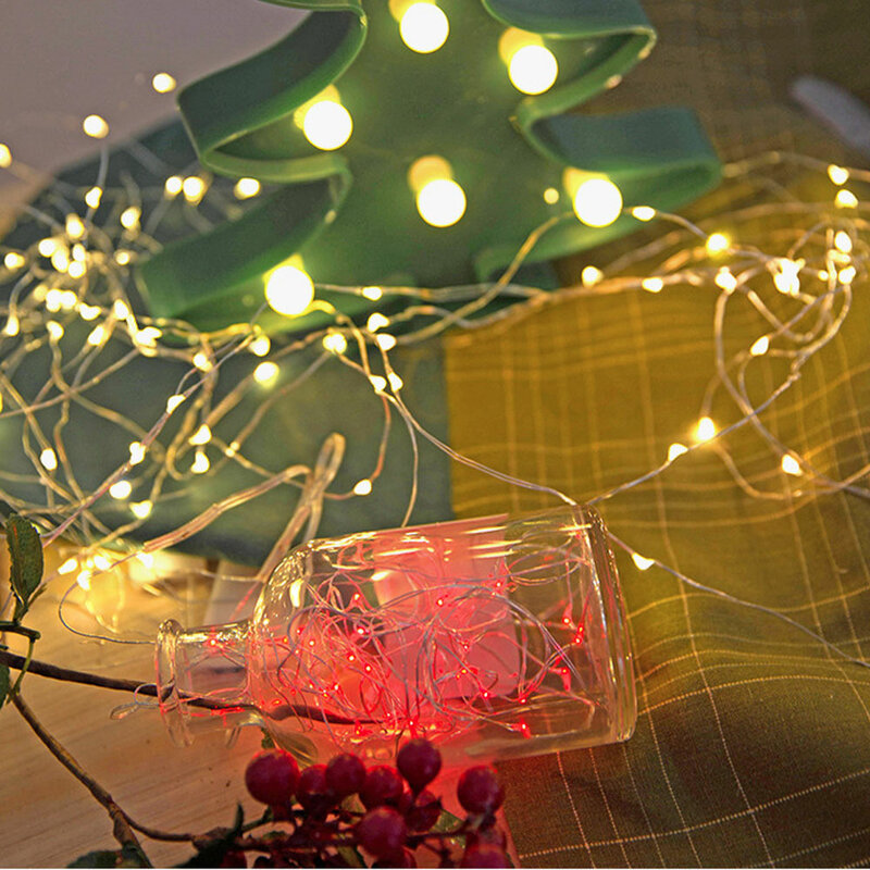 銅線LEDライトチェーン,1m,2m,3m,5m,10m,USB,クリスマスの装飾,パーティー用