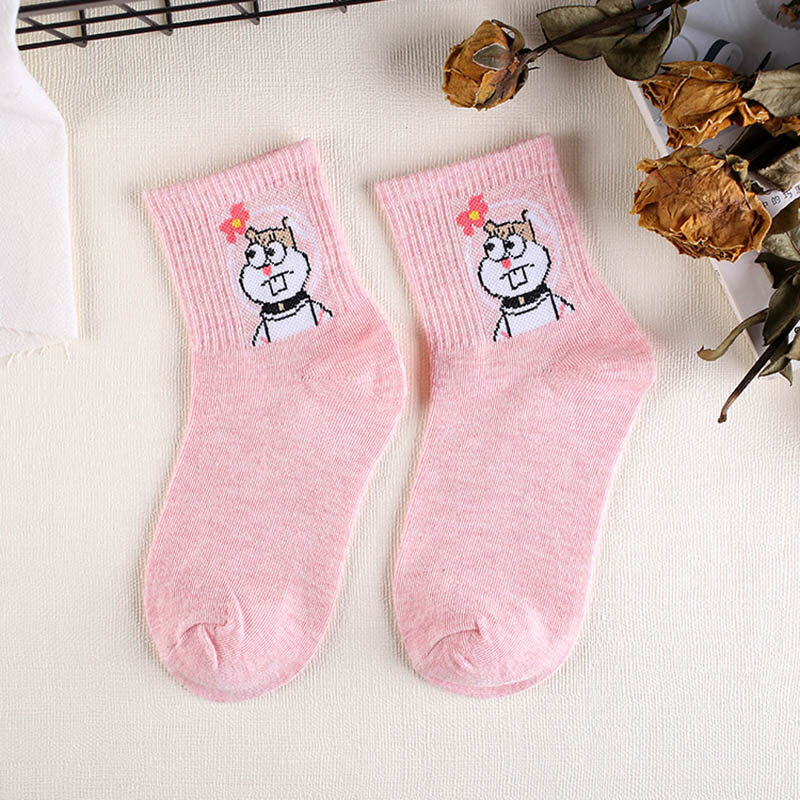 Calcetines de algodón Harajuku de alta calidad adorables y elegantes de dibujos animados de Kawaii para mujer, pantalón corto Casual de personaje de animales, calcetines calientes