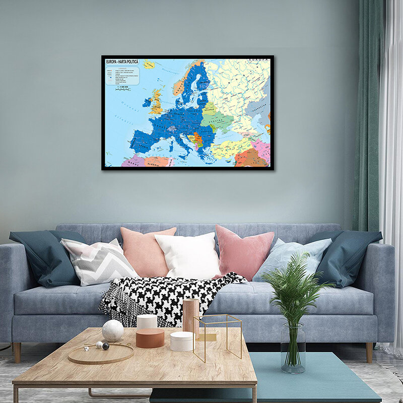 59x42cm Leinwand Europa Karte In Rumänisch Dekorative Karte von Europa Poster Bar Dekoration Wand Aufkleber Room Home büro Liefert
