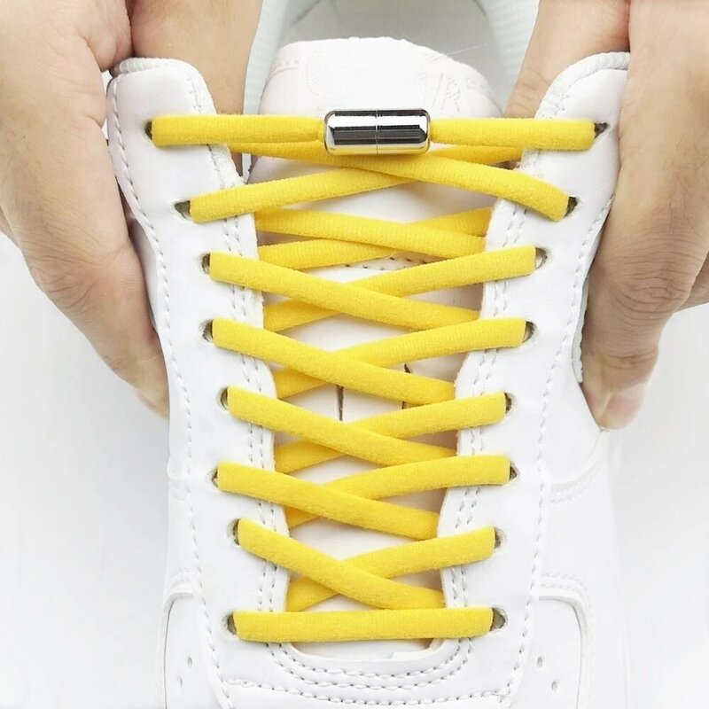 Lacets de chaussures élastiques en métal pour enfants et adultes, 1 paire, ronds, pour paresseux, rapides