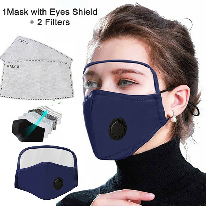 Máscara protetora exterior da válvula de respiração do algodão do lenço com escudo dos olhos + 2 filtros