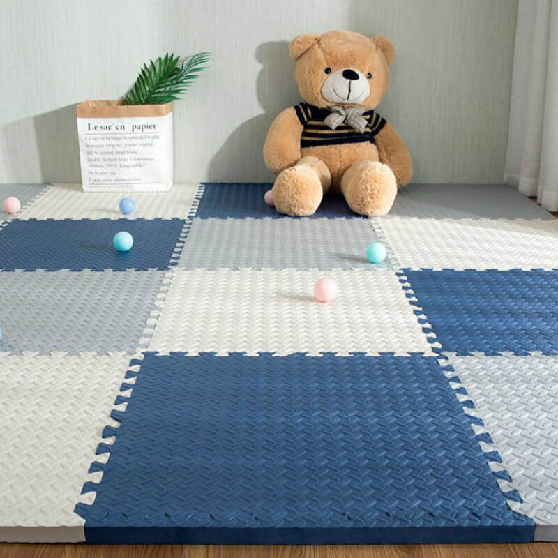 Bambini con strisce laterali Baby EVA Foam gioca Puzzle Mat catena in bianco e nero Fitness piastrella pavimento tappeto e tappeto per bambini