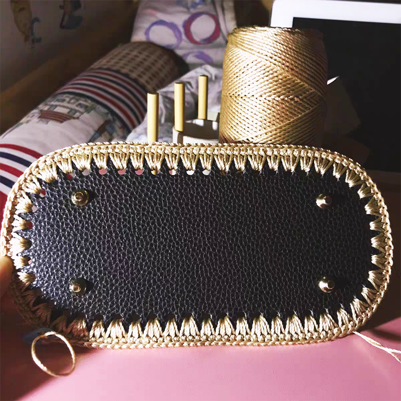 10*30cm Oval Long Bottom For Knitted Bag Pu Leather Base Accessories Handmade Bottom With Holes Diy Crochet Bag Accessories
