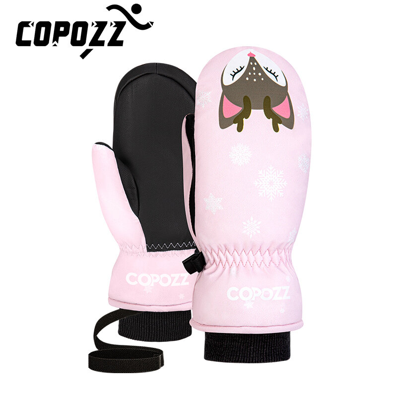 Guanti da sci per bambini COPOZZ 3M Thinsulate Winter Keep Warm Finger Gloves Cute Cartoon guanti da Snowboard ultraleggeri impermeabili