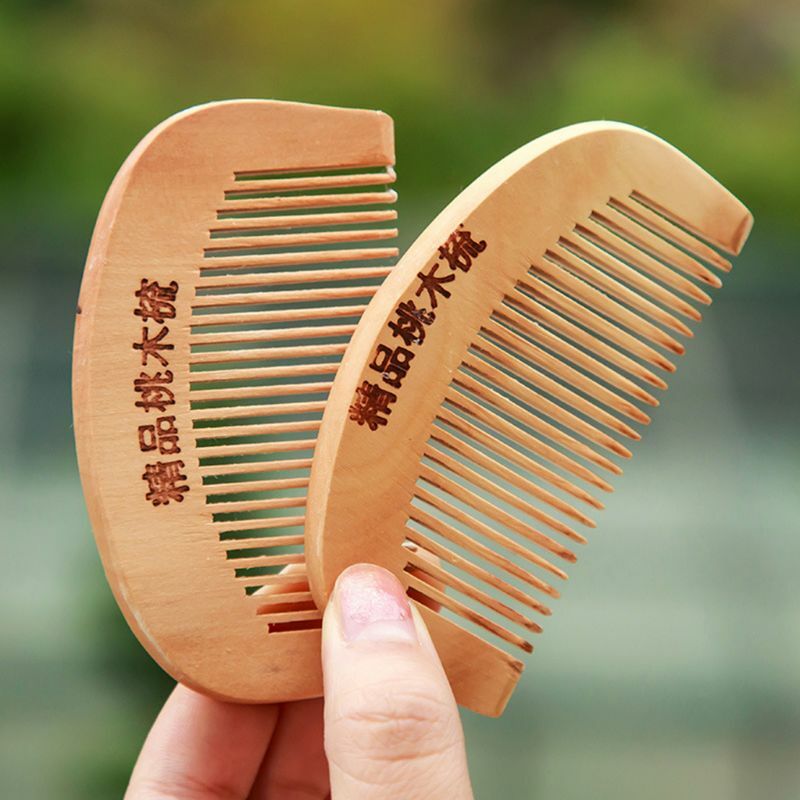 1Pc 8,7 cm Natürliche Pfirsich Holz Verdickt Gebogene Tasche Haar Kamm Massage Anti-Statische Feine-Zahn Salon styling Werkzeug Friseur