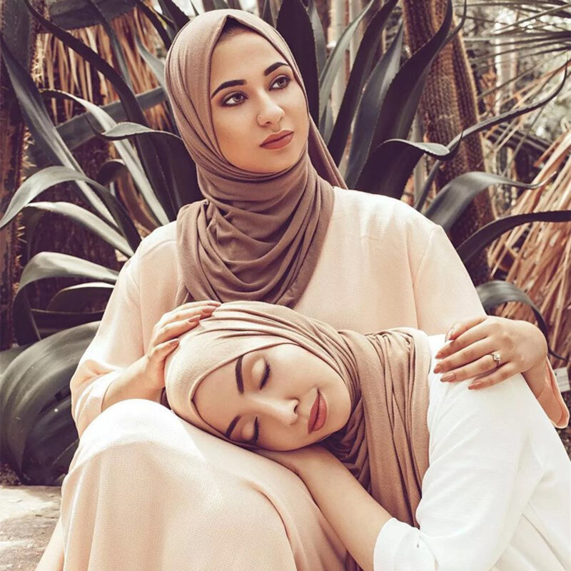 Zwykły kolor Jersey hidżab szal szal jednolity kolor z dobrym ściegiem rozciągliwy miękki Turban głowy okłady dla kobiet szaliki 170X55cm