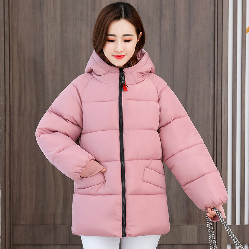 Jaket wanita bertudung, 8XL musim dingin, mantel katun tebal, pakaian luar bertudung longgar, ukuran besar