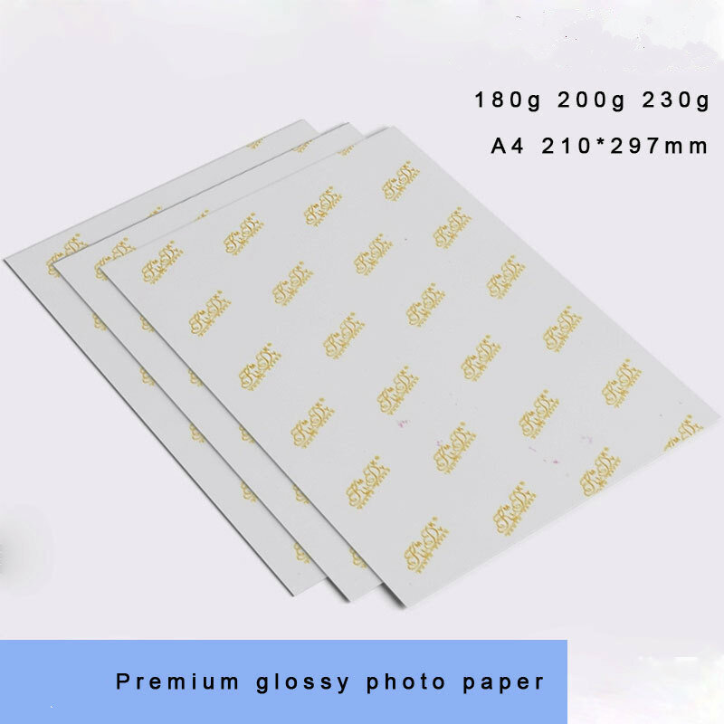 Papel fotográfico de inyección de tinta A4, 180g/200g/230g (bolsa), de alta calidad, de alto brillo, 20 Uds.