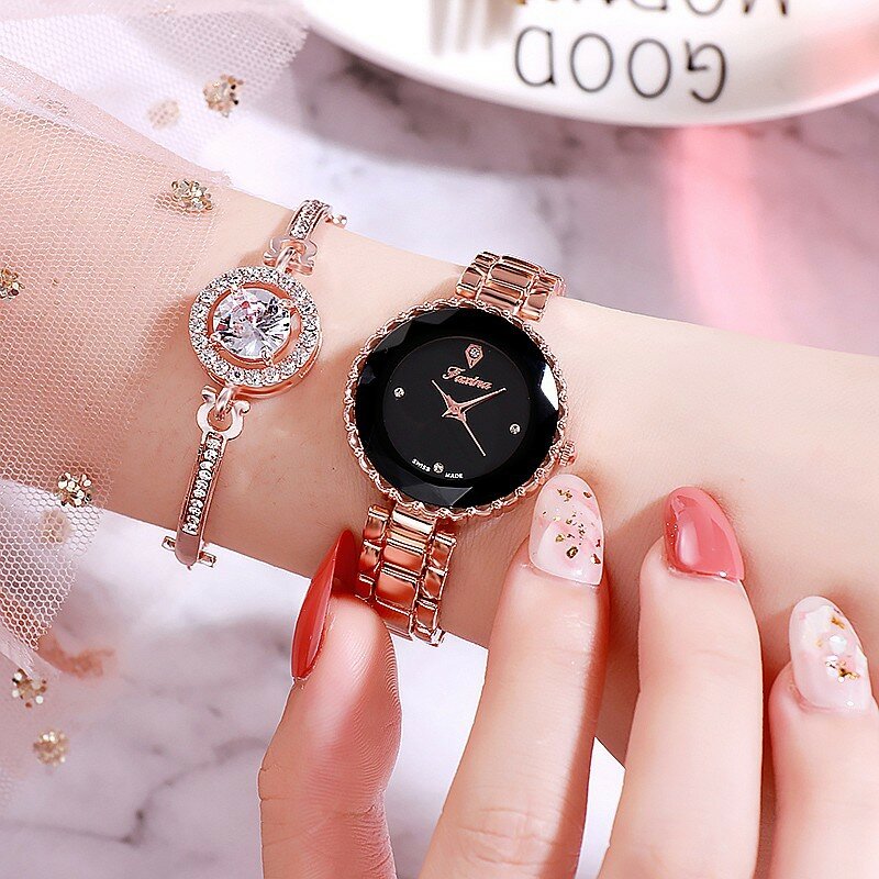 Fashion 2020 Women Watches Bracelet Set Quartz Wrist Watch Waterproof Ladies Watches Diamond Clock Steel Strap Female Wristwatch