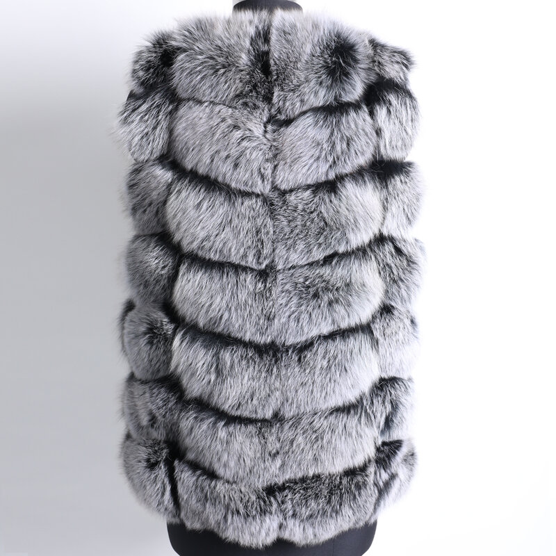 자연 여우 모피 조끼 재킷 짧은 민소매 조끼, 따뜻한 자연 모피 조끼 여우 모피 재킷 겨울