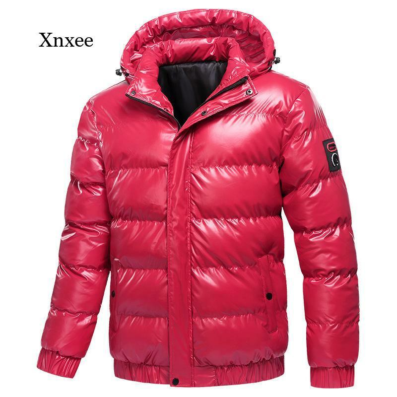 2021 inverno jaqueta masculina casual quente grosso jaqueta moda com capuz parker grande terno brilhante à prova dwaterproof água