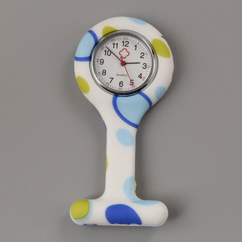 Lindo Mini reloj de enfermera preciso personal médico esfera redonda regalo impermeable broche de silicona coloreado estampado túnica con Clip