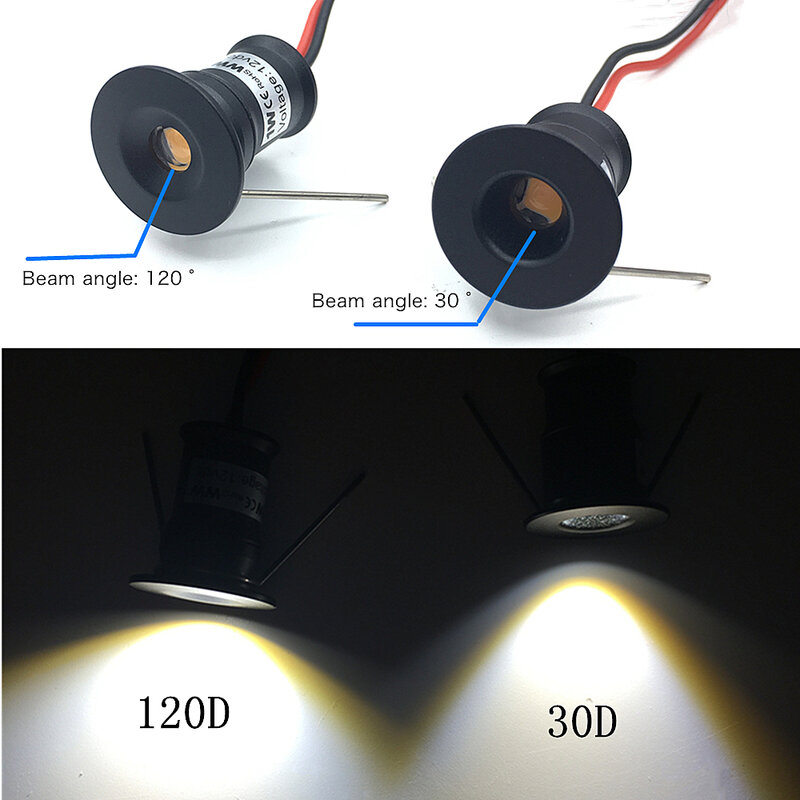 Pequeno ponto de luz 1w mini led spotlight 12v dimmable 15mm recorte recesso downlight ip65 lâmpada do teto vitrine de exibição de iluminação