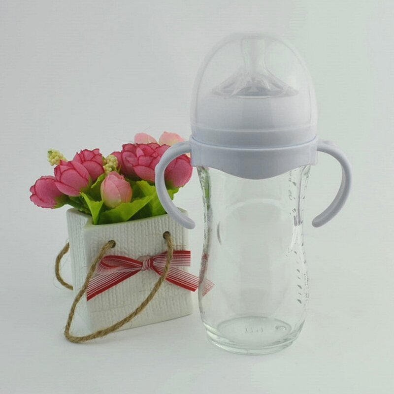 Bouteille à poignée en verre PP pour bébé, avec ouverture large naturelle
