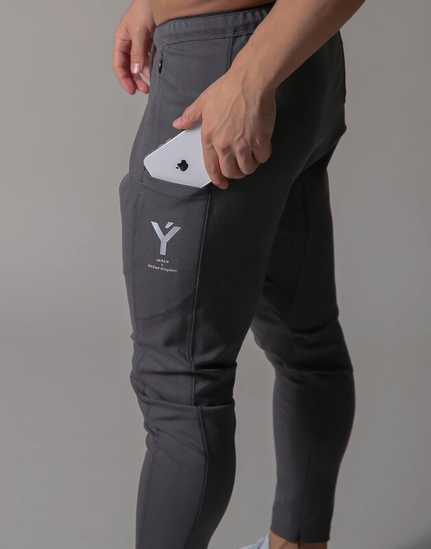 Мужские спортивные зауженные штаны для фитнеса и бега 2023, мужские повседневные брюки-карандаш из чистого хлопка, модные облегающие спортивные штаны на молнии для ног
