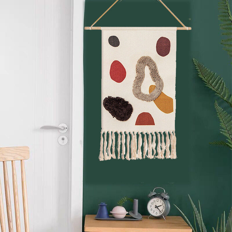 Mão-tecido tassel tapeçaria decorativa nordic geladeira pendurado imagem pano de fundo quarto equipamento de fotografia