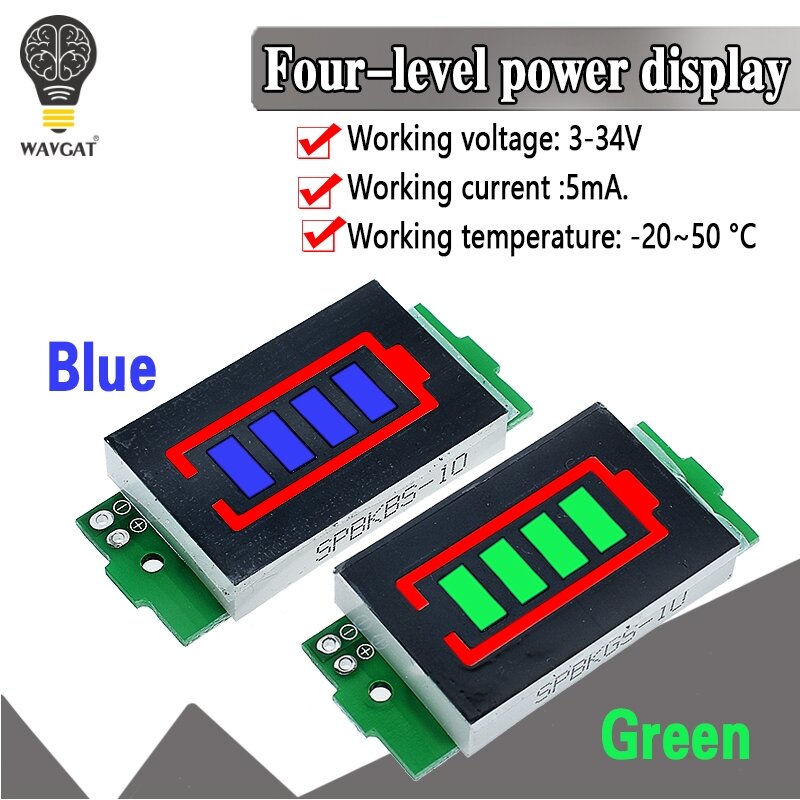Indicateur de capacité de batterie au lithium, testeur de puissance de batterie de véhicule électrique, affichage bleu, technologie 3.7V, 1S - 4S-8S Single, 4.2V, Eddie ion