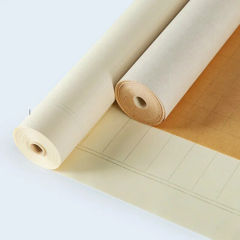 Papeles de caligrafía gruesos, papel chino semiadulto Xuan, papel de arroz con rejillas/línea Vertical Rijstpapier Carta Di Riso 0,35x20m
