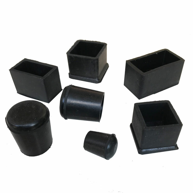 Pies de mesa de silla de goma negros cuadrados/redondos, tubo de palo de muebles, Tapón de Inserción, tapas de cubierta de extremo Bung, rectangulares, 12mm-50mm