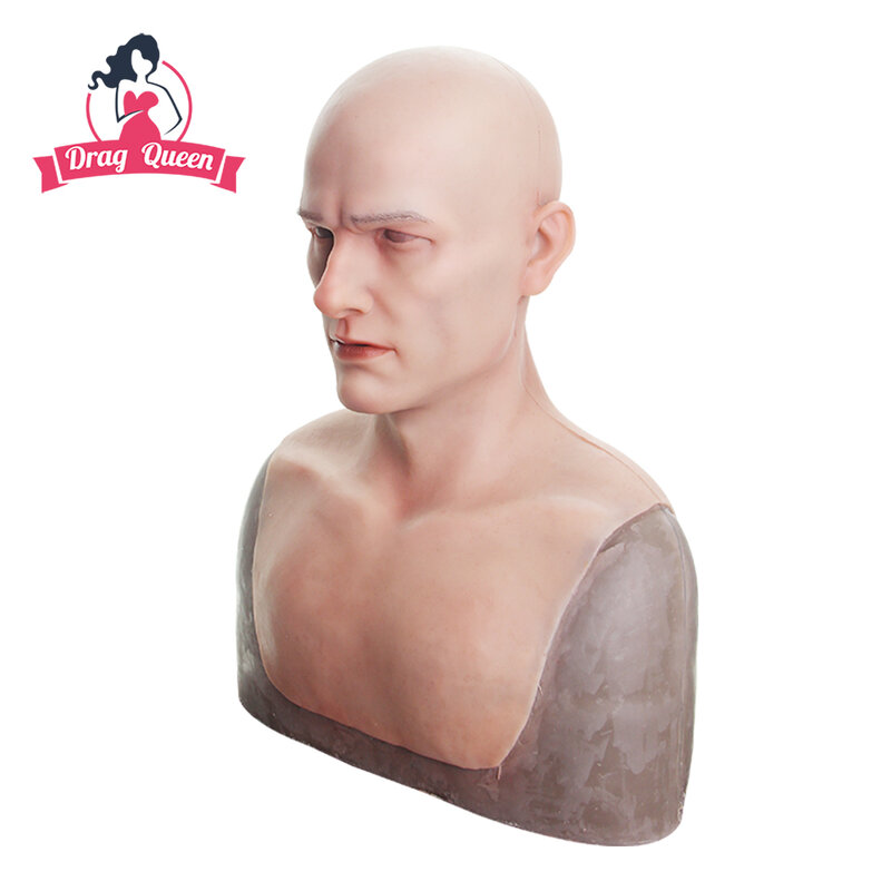 Drag Queen Silicone Mask Realistic Male Face Adult Silicone Full Face Mask for Man Cosplay Party Mask Fetish Real Skin