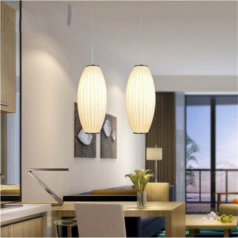 Moda pano de seda pingente lâmpada pendurado lâmpadas designer luzes pingente para sala estar quarto lâmpada barra restaurante luminárias