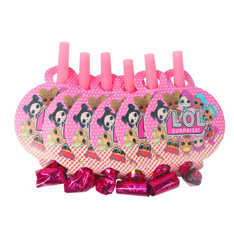 LOL Dolls sorpresa vajilla desechable niños decoración para fiesta de feliz cumpleaños vaso, plato y servilleta Banner paja cuchara suministros para fiesta