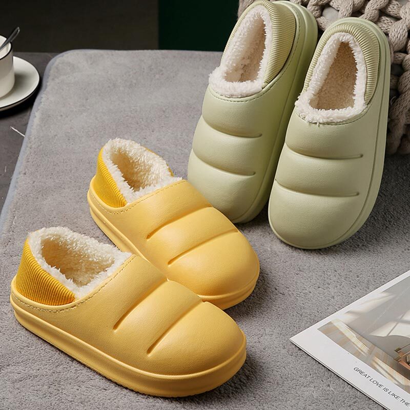 Winter Warm Plush Slippers for Men Women Down cotton shoes Indoor Rainproof cloth Large Size Unisex best slippers for home