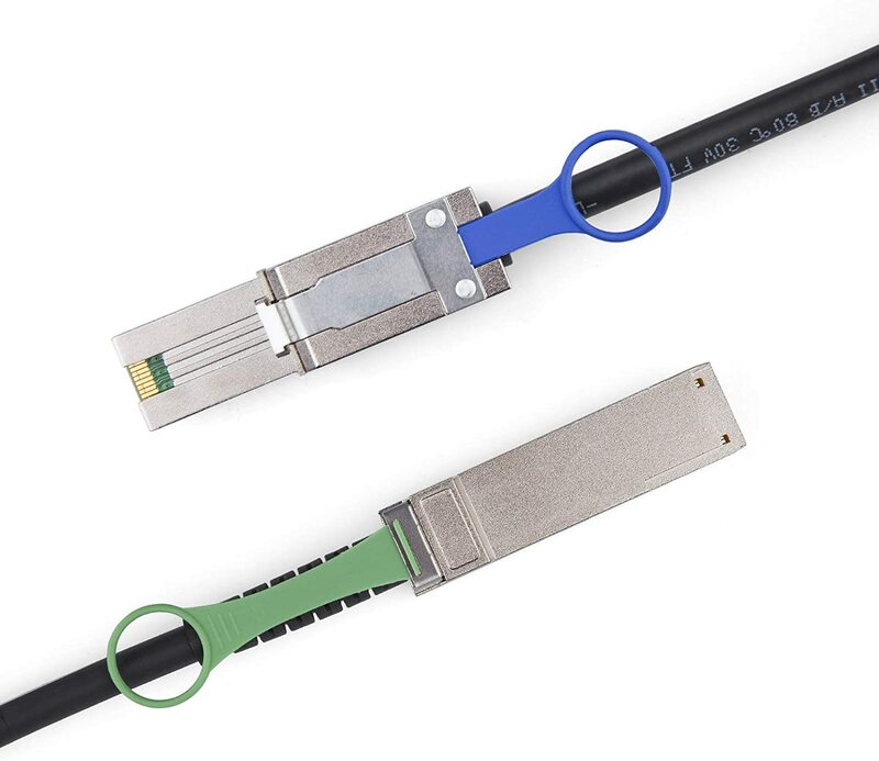 QSFP (SFF-8436) to MiniSAS (SFF-8088) DDR Hybrid SAS Cable, 100-Ohm, 0.5-m(1.65ft)