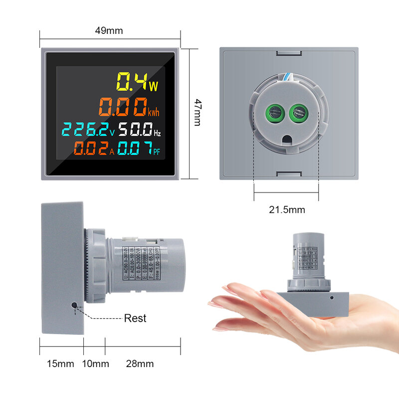 Digitale Voltmeter Amperemeter Ac 50-300V 100A Wattmeter Power Energie Frequentie Meter Lcd Voltage Monitor Stroom Factor Volt ampherz