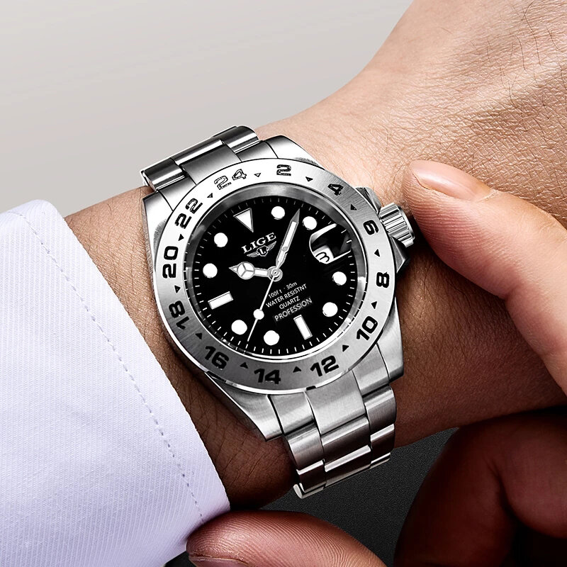 2023 Novos LIGE Relógios Para Homens Sport Quartz Relógios De Pulso De Luxo Relógio De Aço Inoxidável com Homens Luminosos Relógio Relogio masculino