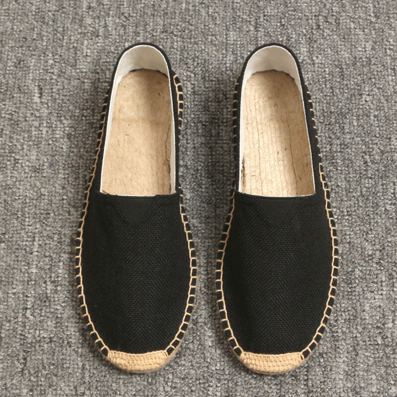 حذاء قماش مسطح للرجال ، حذاء موكاسين كتان غير رسمي ، حذاء إسبادريل من القنب 569po