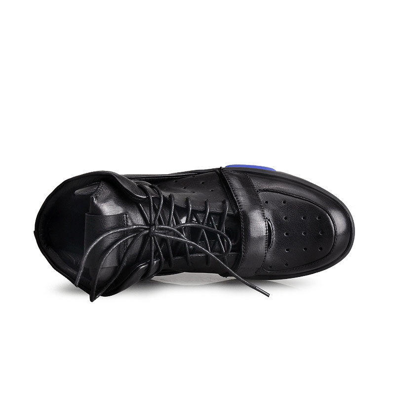 Sandália de verão casual masculino couro legítimo respirável vazado sapatos roma estilosos sandálias gladiador plataforma com salto
