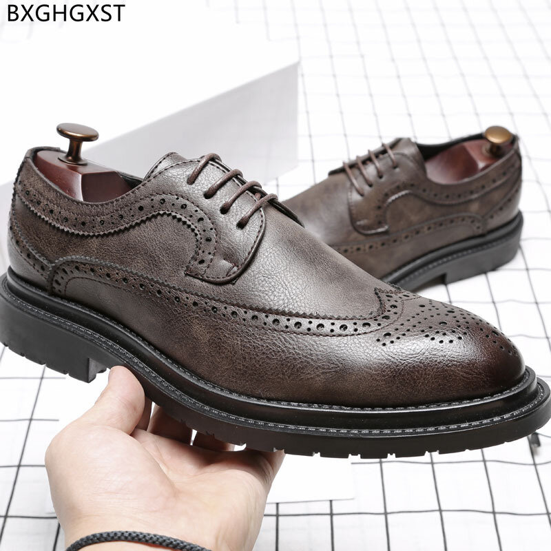 Oxford skórzane buty męskie formalne Brogues buty dla M E N modne obuwie męskie 2024 Zapatos De Vestir De Los Hombres