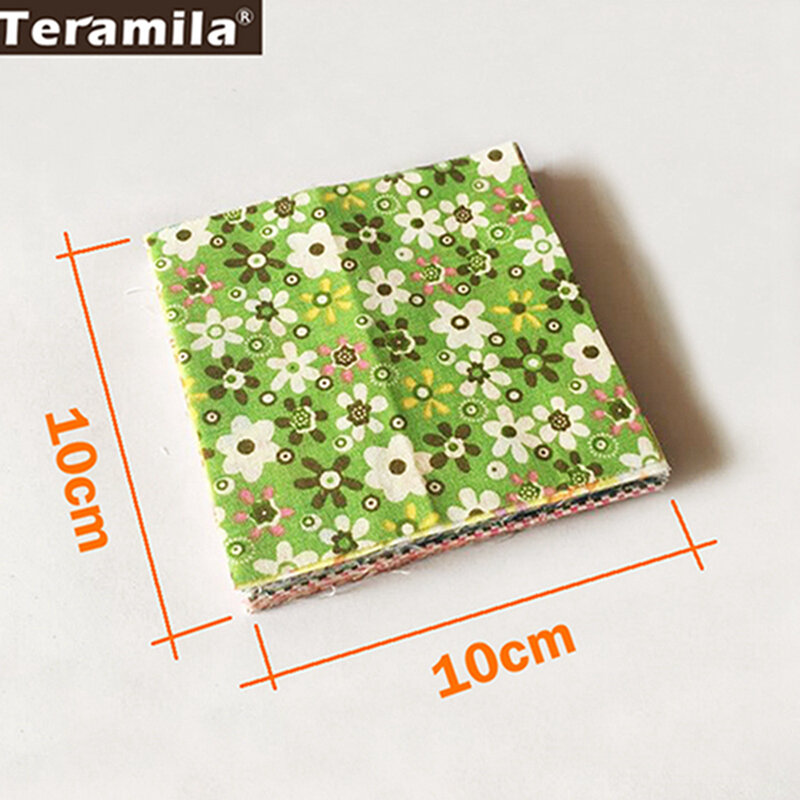 Teramila Cloth 50 Pieces 10cmx10cm Fabric Stash Cotton Charm Packs Telas Patchwork Algodon Quilting No Repeat Design Tissus