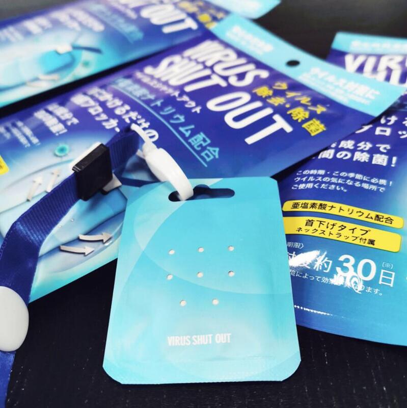 3 pçs/lote Japão vírus fechada fora Cartão de Desinfecção Esterilização de Ar Portátil Cordão Cartão de Pendurar No Pescoço de Proteção Pessoal