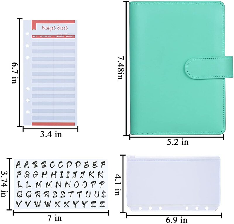 Système de couverture de Budget en PU A6, enveloppes d'argent avec pochettes de reliure, feuilles de Budget de frais et étiquettes autocollantes pour économiser