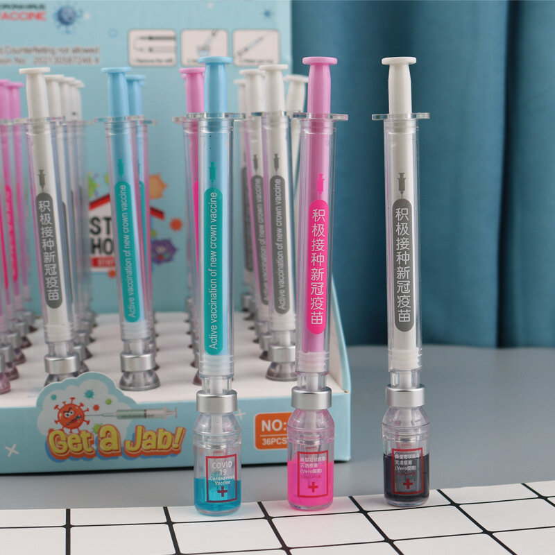 3pcs Creative Needle Tube Shape Gel Pen Cute Cartoon Kids Gift Student Writing Stationery Gel Ink Pen Supplies