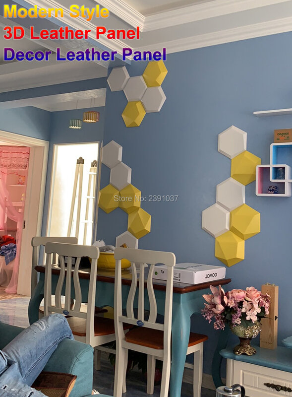 1box 10pcs Creative Hexagon 3D Leather Acoustic Panels Soft Leather Panel luxury Decorative Art for TV Room Backgroumd Wallpaper