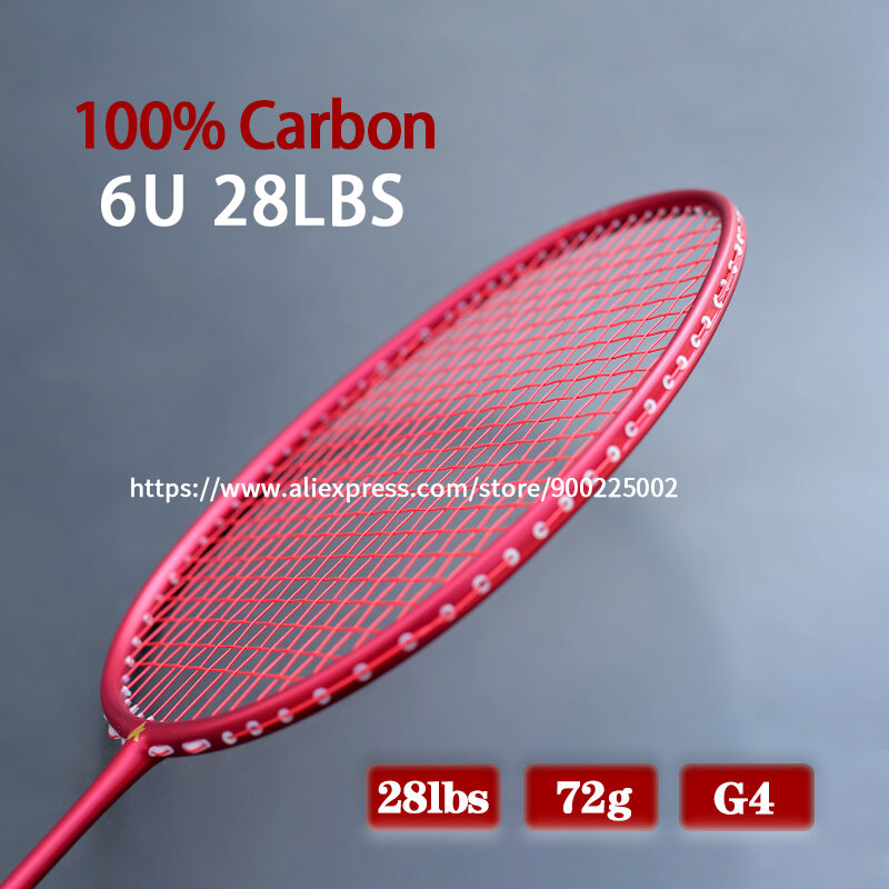 Allenamento professionale 100% racchette da Badminton con punta in fibra di carbonio piena borse leggere 6U 72G racchetta 22-28LBS velocità sportiva
