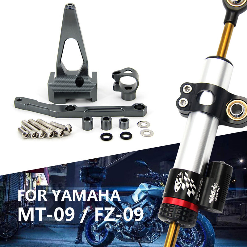 Suporte de amortecedor para motocicleta, modelo mt09 cnc, suporte amortecedor para estabilização de direção para yamaha modelo mt09, fz09, 0-3, 2013, 2015, 2016, 2017